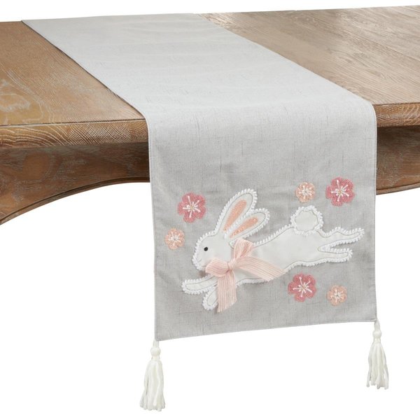 Saro Lifestyle SARO  13 x 72 in. Oblong Table Runner with Grey Bunny Design 9042.GY1372B